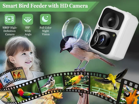 Smart Bird Feeder Camera, Outdoor Bird Watching Camera with Auto Capture Bird Videos & Motion Detection, Best Gift for Bird Lover, Green