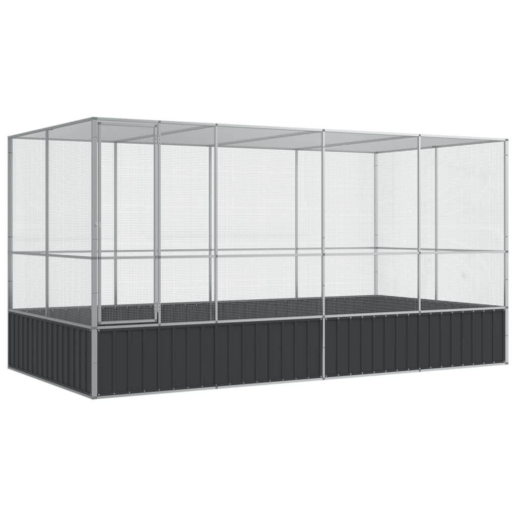 NNEVL Aviary with Extension Silver 418x207x212 cm Steel