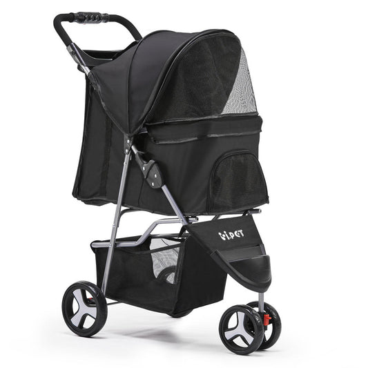 NNEDSZ 3 Wheel Pet Stroller - Black
