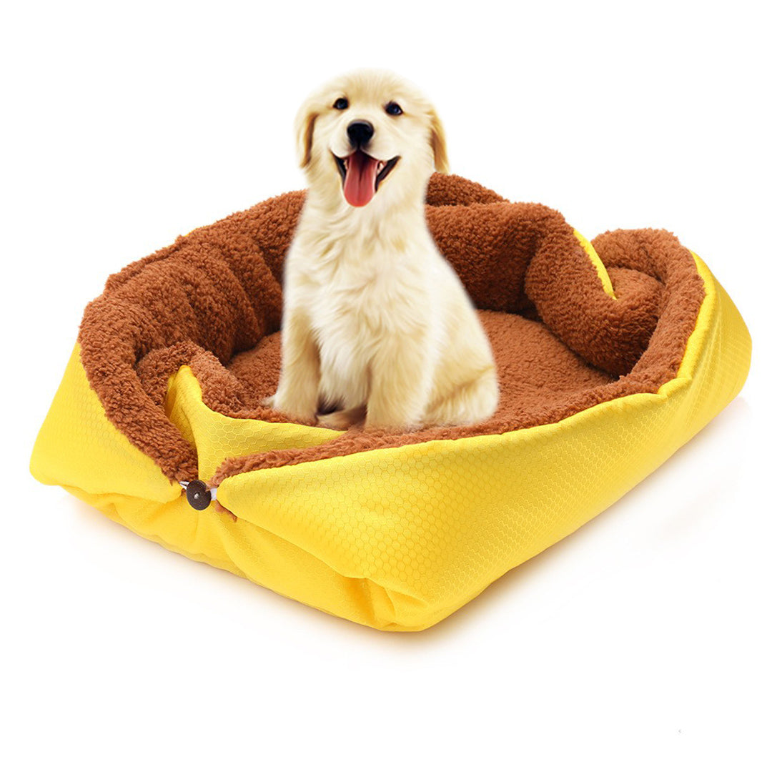 NNEAGS Yellow Dual-purpose Cushion Nest Cat Dog Bed Warm Plush Kennel Mat Pet Home Travel Essentials