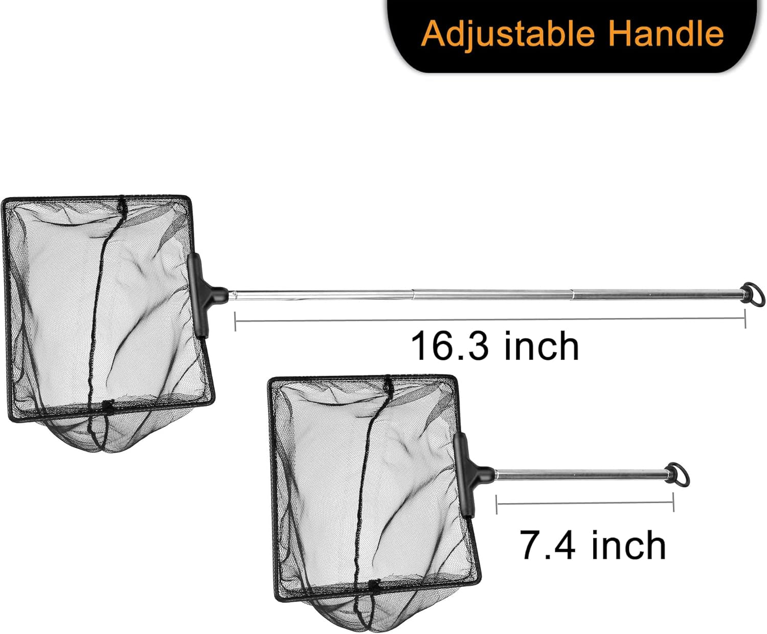 Aquarium Net with Extendable Stainless Steel Long Handle, Fine Mesh for Fish Tank