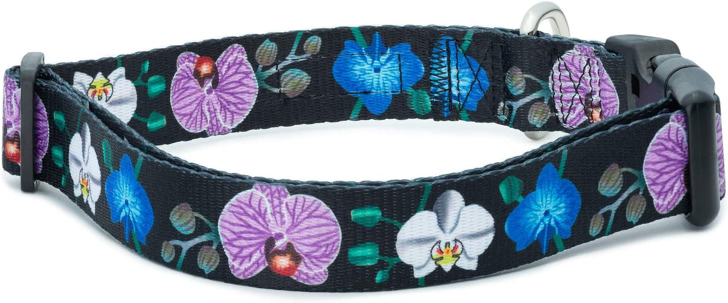 Floral Flower Dog Collar (Large, Orchid)