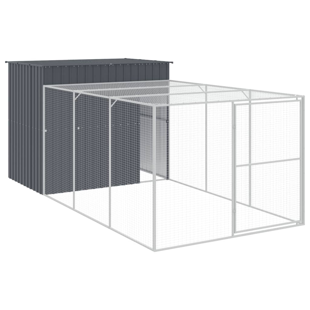 NNEVL Dog House with Run Anthracite 214x457x181 cm Galvanised Steel