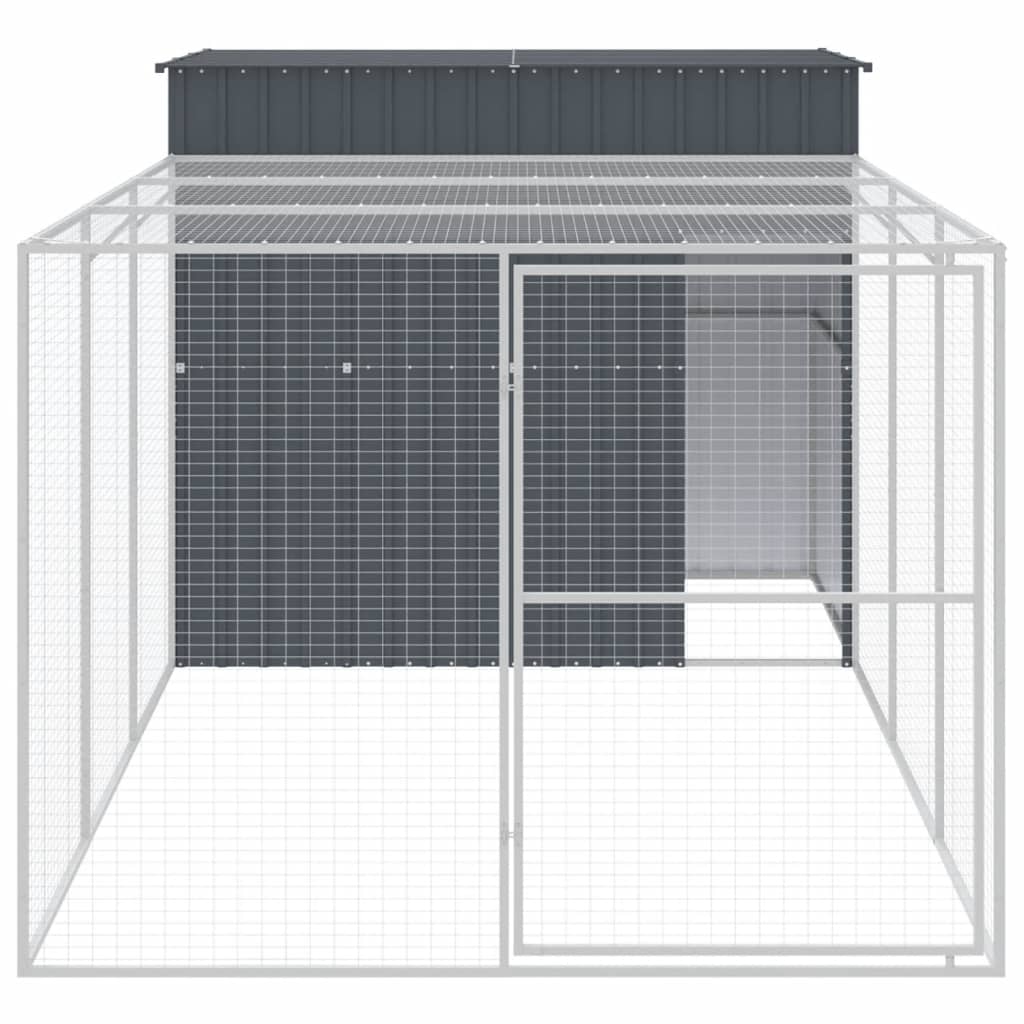 NNEVL Dog House with Run Anthracite 214x457x181 cm Galvanised Steel
