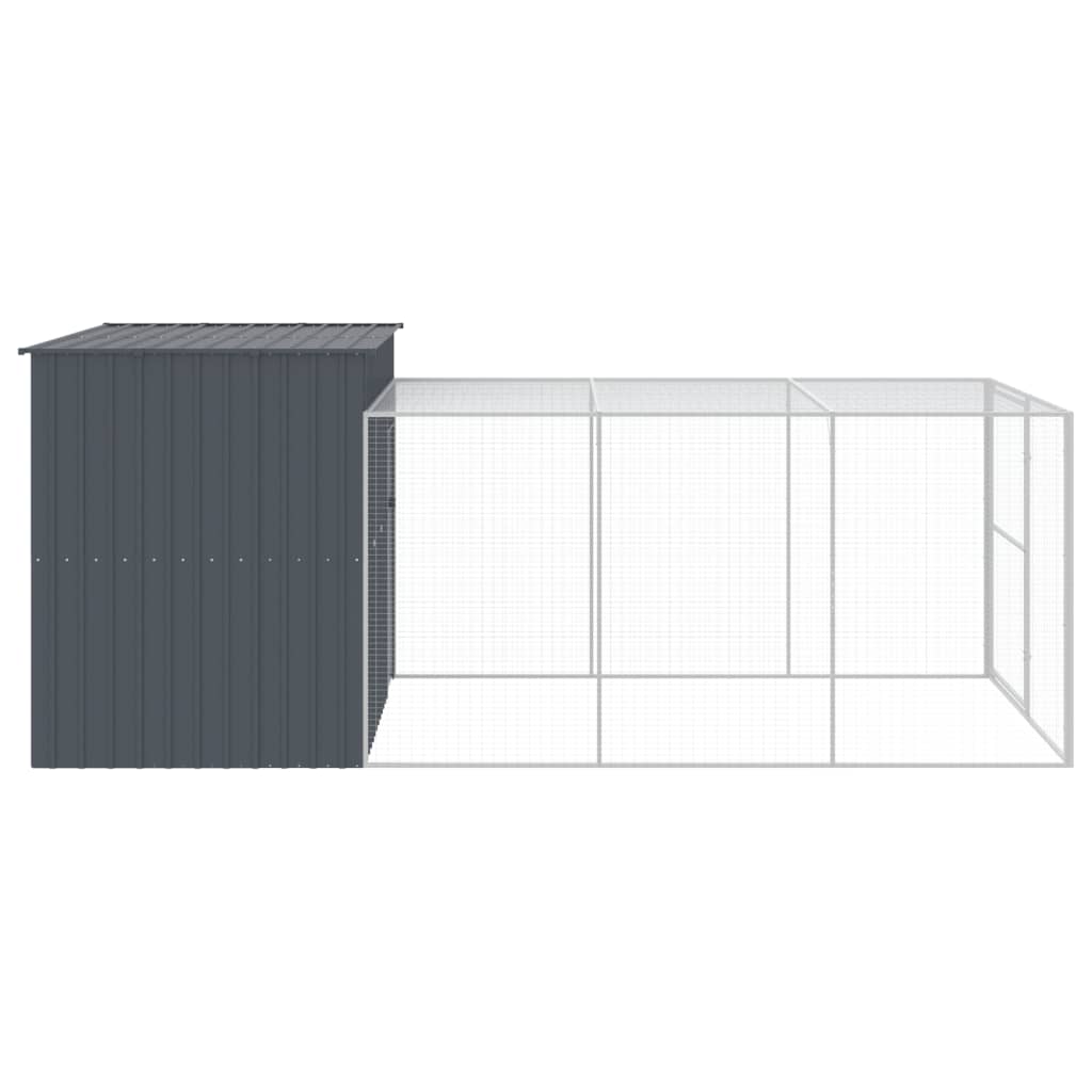NNEVL Dog House with Run Anthracite 214x457x181 cm Galvanised Steel