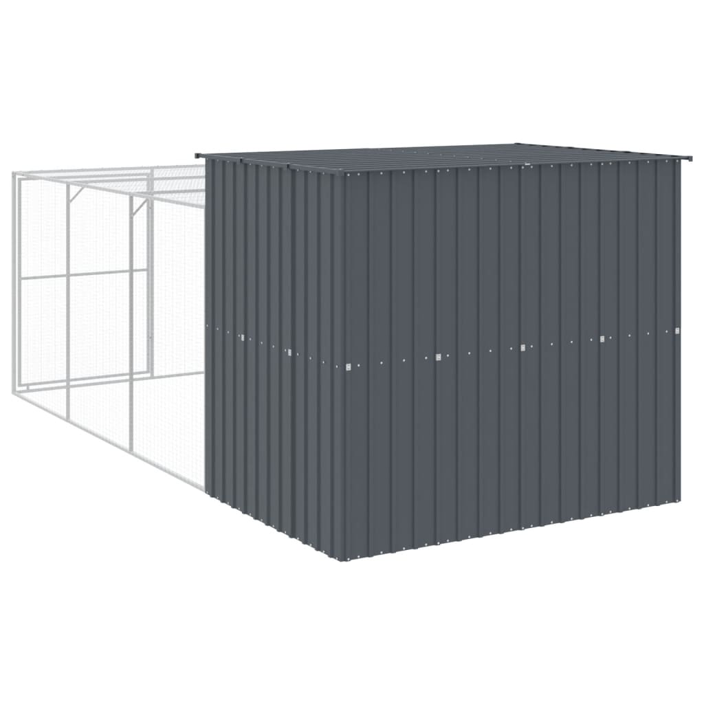 NNEVL Dog House with Run Anthracite 214x457x181 cm Galvanised Steel