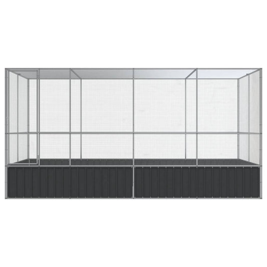 NNEVL Aviary with Extension Silver 418x207x212 cm Steel